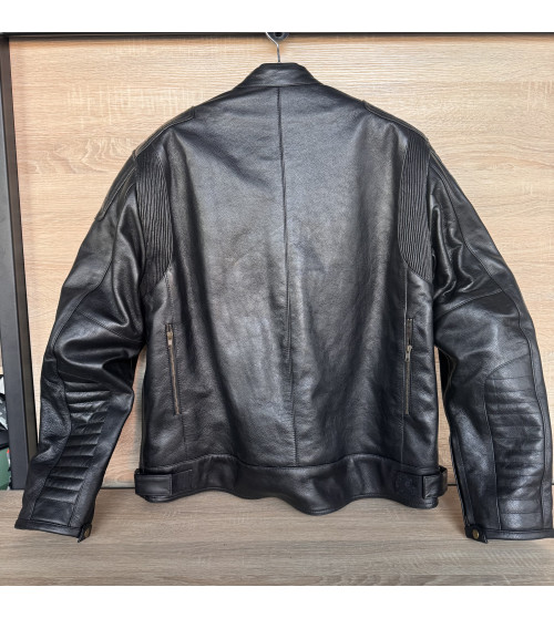 Чоловіча чорна шкіряна куртка RIXOM  4XL