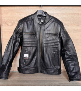 Чоловіча чорна шкіряна куртка RIXOM  4XL