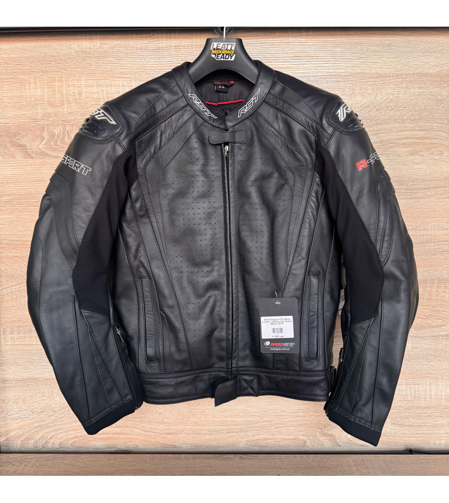RST R-Sport CE Mens Leather Motorcycle Jacket Black 42/M
