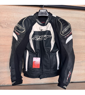 Шкіряна куртка RST TracTech Evo 2 чорно-біла із захистом, UK 44 XL