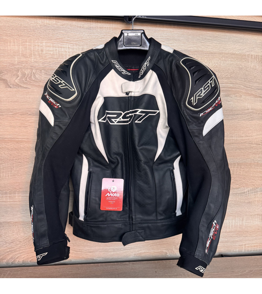 Шкіряна куртка RST TracTech Evo 2 чорно-біла із захистом, UK 44 XL
