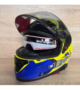 Мотоциклетний шолом Axor Apex - Hex-2 Gloss Neon Yellow Blue - 2XL