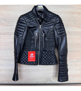 FZ Merchandise Womens M Black Quilted Leather Motorcycle Jacket M