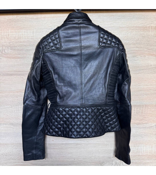 FZ Merchandise Womens M Black Quilted Leather Motorcycle Jacket M